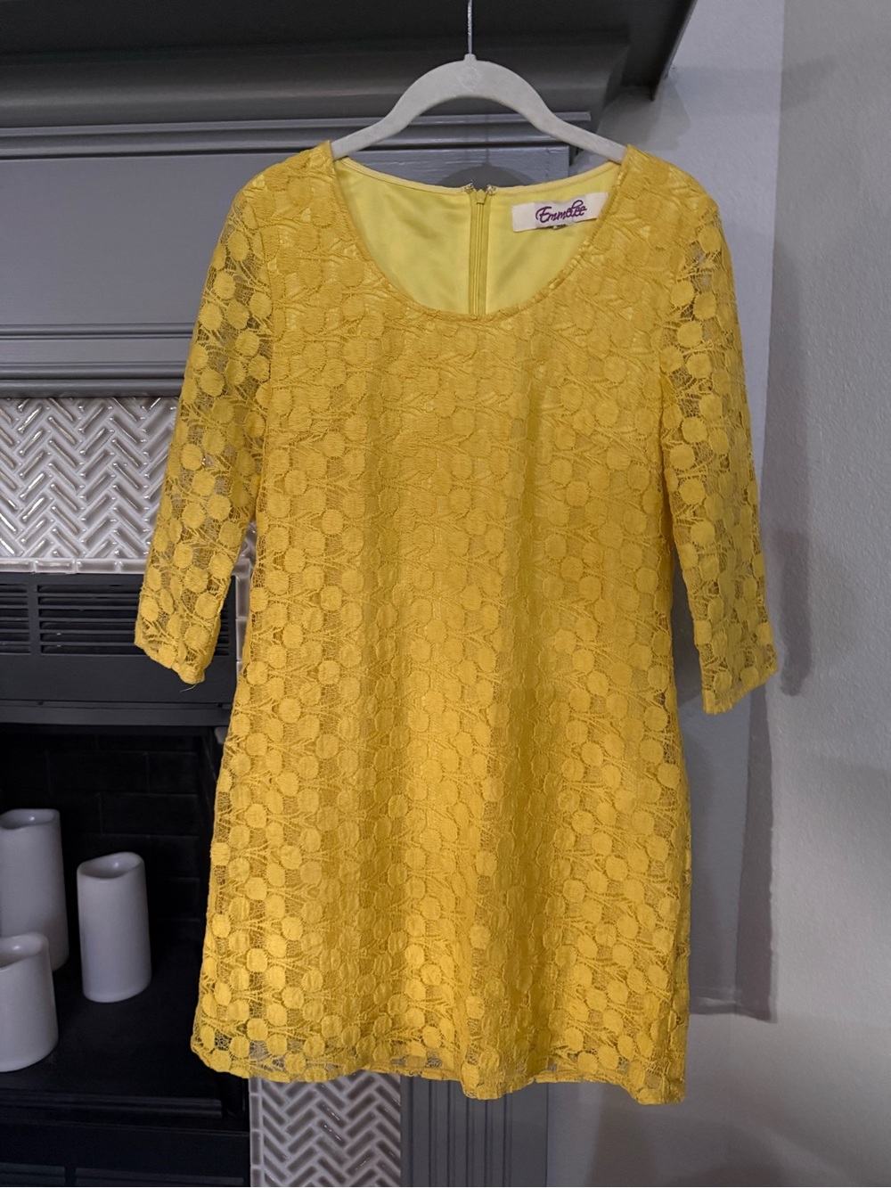 Emmelee for F.C. Sunflower Yellow Lace Mini Dress (Vintage)